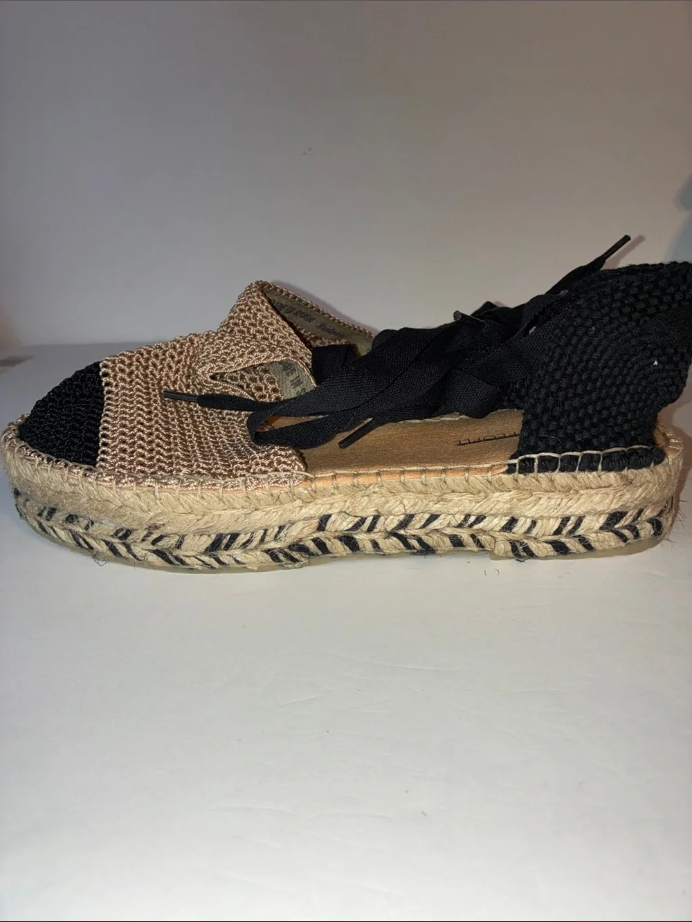 Free People, Island Time Espadrilles, Size EU 39/ US 8.5, Black & Beige